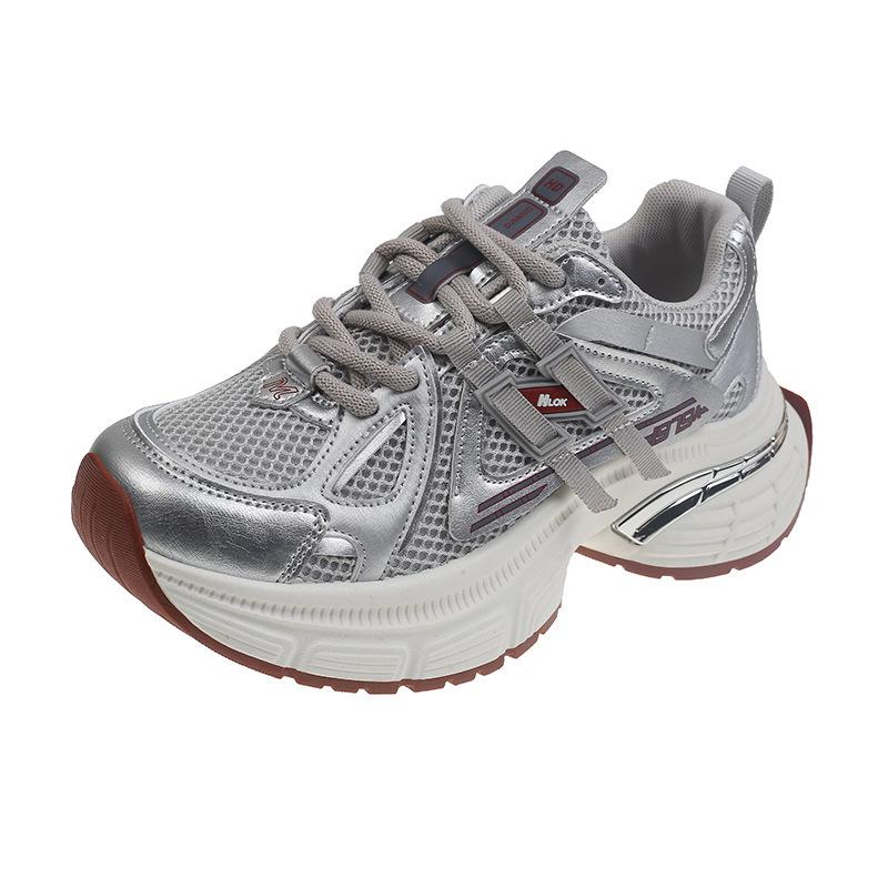 

Показывающие ноги маленькие папины кроссовки женские 2025 новые весенние универсальные на толстой подошве увеличивающие рост обувь легкая повседневная спортивная женская обувь 40 серебряный