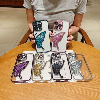 Electroplating Quicksand Butterfly Suitable for Apple 15promax Mobile Phone Case Iphone16pro Transparent Luxury Fashion Women