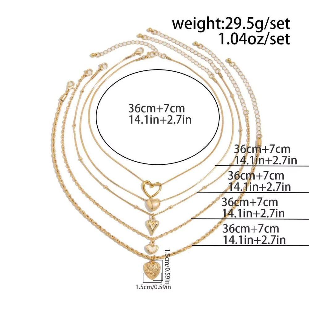 Irregular Love Heart Pendant Multilayer Metal Chain Choker Punk Women Necklace  Female