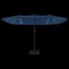 Double Sun Umbrella with LED Lights Azure Blue 449 X 265 Cm