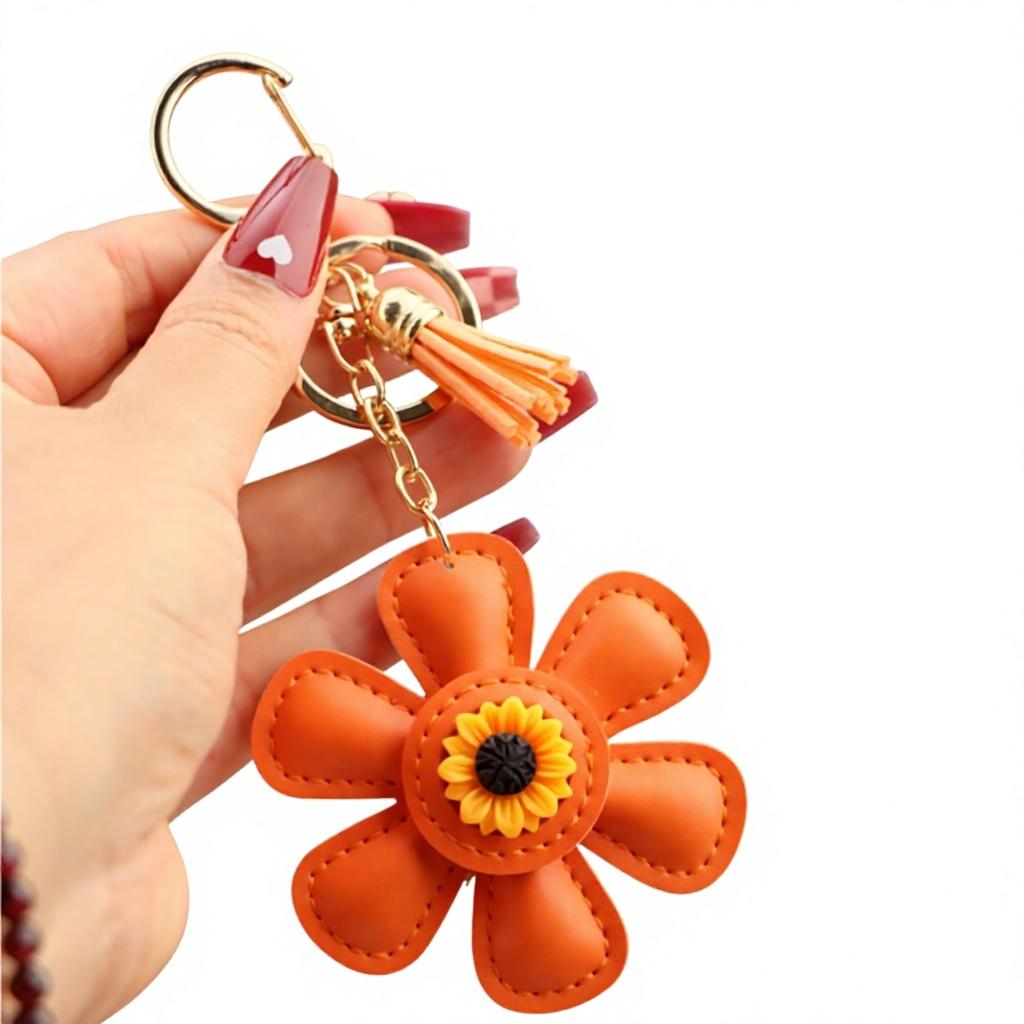 Internet-famous Sunflower Bag Charm Artificial Leather Keychain Sunflower Phone Case Pendant Personalized Creative Micro Small
