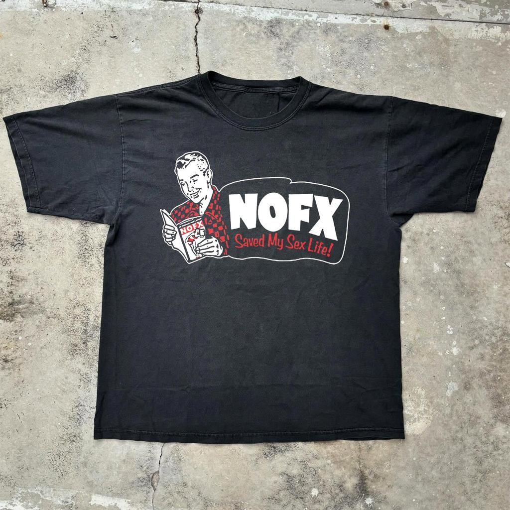 Nofx Saved My Sex Life Graphic Tee Black Punk Rock Band Shirt Y2k Style