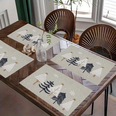 2/4/6pcs Christmas Tree Placemats - Rectangular, Christmas Decoration,Suitable for Holiday Dining and Parties,placemat for Table