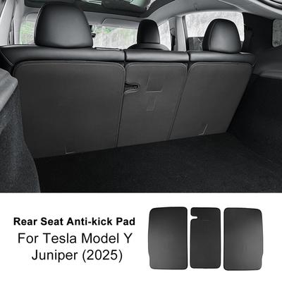 Leather Rear Seat Back Protector Pad Trim Mats Backrest All Weather Anti-kick Pad For Tesla New Model Y Juniper 2025 2026