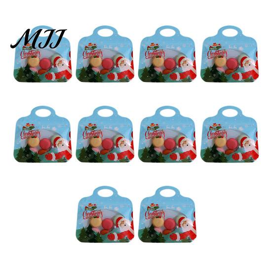 Christmas Supplies for Snacks Treat Bags with Handles, Self-Seal Candy Cookie Plastic Goodie Parties Holiday Party Favors, Clear Window Snack Pouches