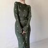 European-American Autumn 2024 Slimming Ruffle A-line Long Sleeve Dress
