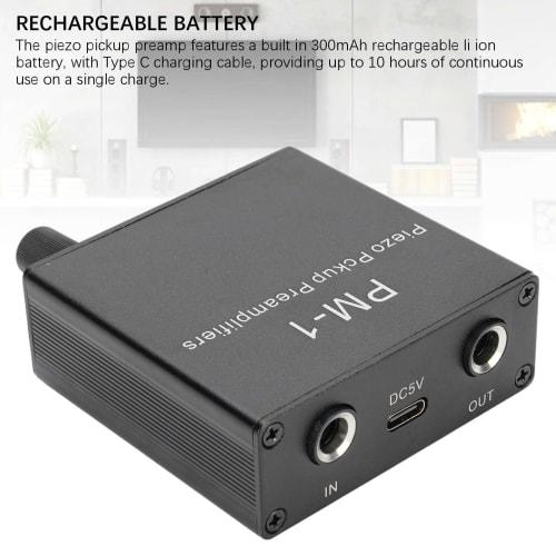 Sxhlseller Piezo Pickup Preamp Amplifier, Low Frequency Limited Rechargeable Guitar Pickup, Compact Mount Preamp Amplifier for Guitar Violin Cello Kul