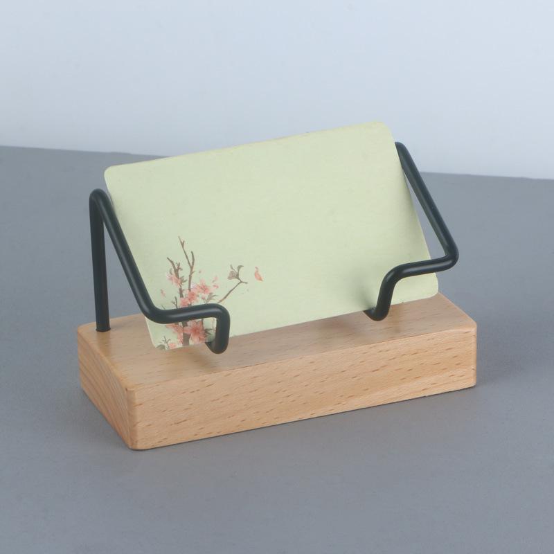 Beech Wood Business Card Holder Stand for Office or Hotel Front Desk
