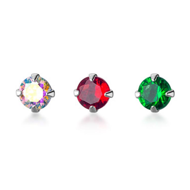 Tiny Round Crystal Stud Earrings Claw Design 925 Silver Piercing Jewelry for Women Simple CZ Zircon Earring Female Gift