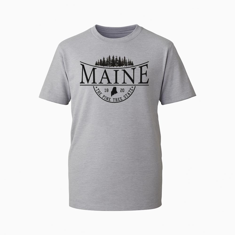 Vintage Maine State TShirt Silhouette Pine Trees Unisex 100 Cotton Gift Tee