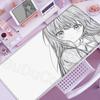 Kawaii Black & White Anime Girl Table Mat Large Mouse Pad Office Keyboard Lock Edge Desk Mat Gamer Accessories Non-slip Mousepad