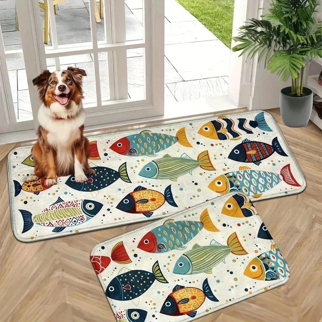 1PC Wolf Pattern Kitchen Rugs Non-Slip Home Door Mats Pop Design Bathroom Rugs Bath Mat Carpet for Home Sink Laundry Decor