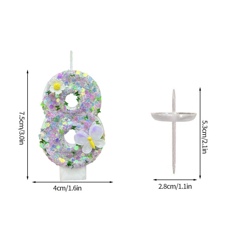 Fairy Birthday Number Candles Purple Pink Digital Candle 0-9 Number Cake Topper Girls Birthday Party Cake Decoration Supplies