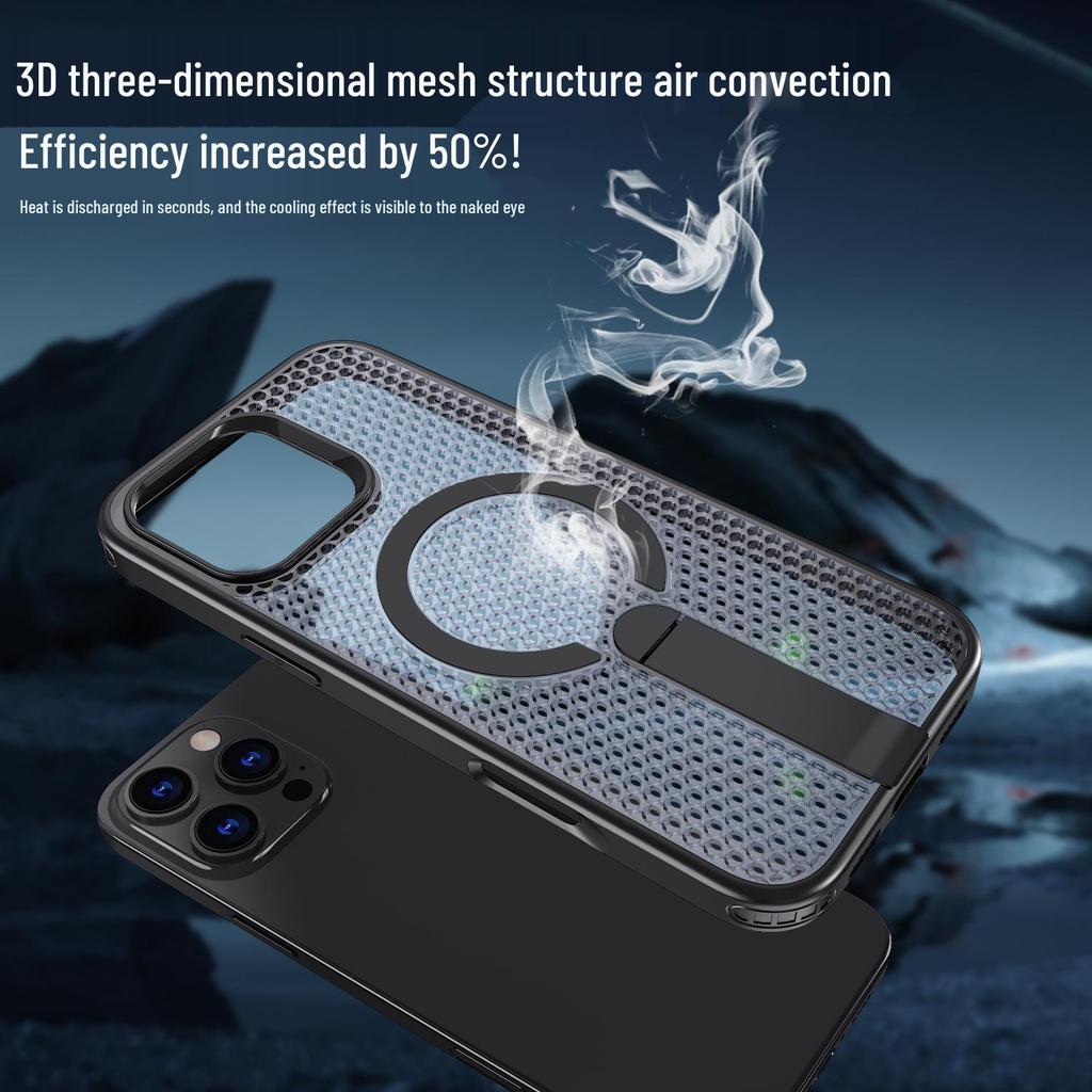 iPhone 17 Pro Max Cellular Heat Dissipation Protective Case with Magnetic Car Stand