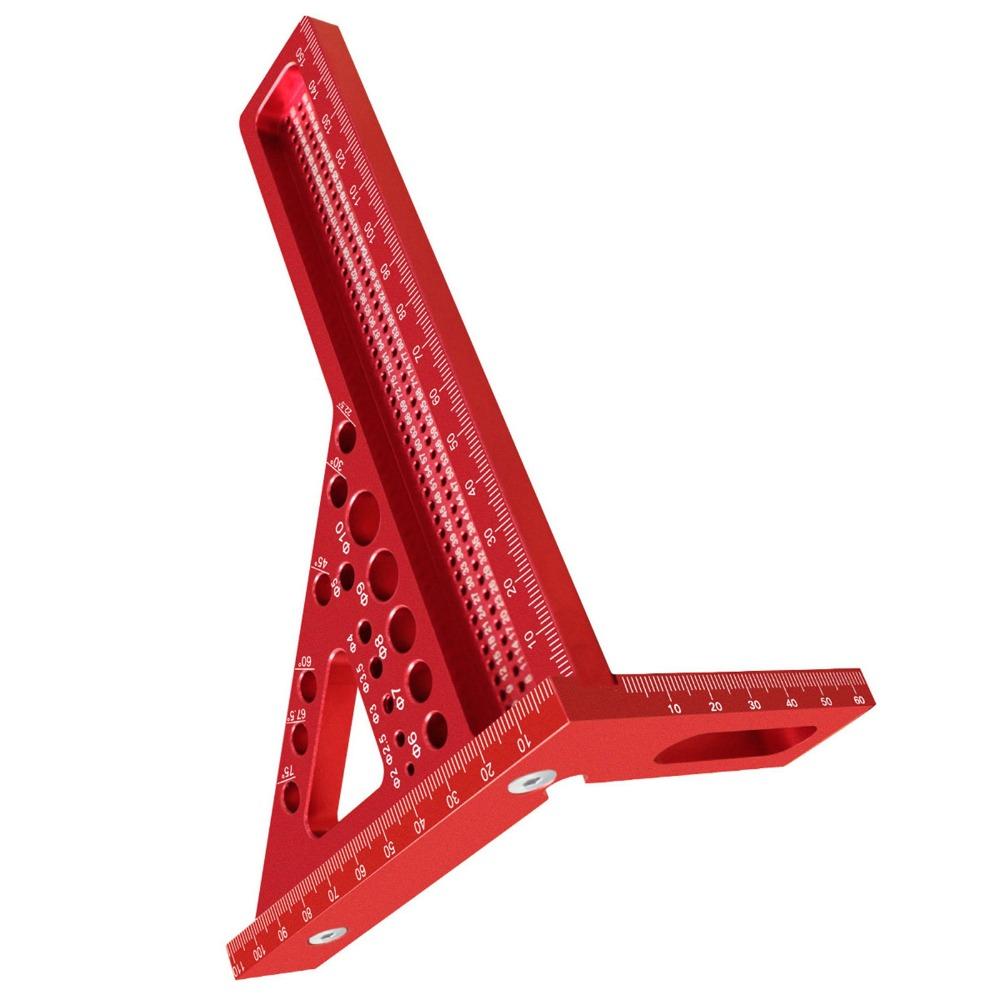 22.5-90 Degree Aluminum Alloy Woodworking Square 45/90° Angle Measuring Ruler Woodworking
