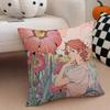 Painted Flowers Cushion Cover Throw Pillow Cover Hidden Button Durable Polyester Chair Cushion
