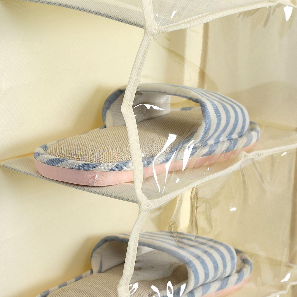 26 Pockets Folding Hanging Door Closet Storage Bag Shoes Organizer Beige