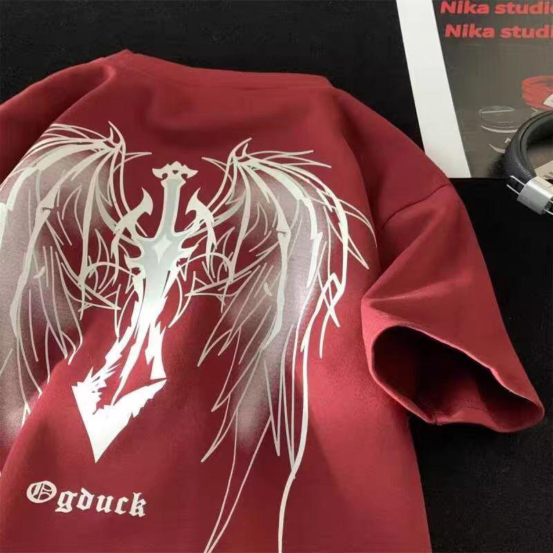 Herren Retro Flügel Rundhals Kurzarm T-Shirt