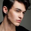 Punk Stainless Steel Hoops Earrings for Men Silver Color Crystal Earring Man Punk Style Cubic Zirconia Jewelry Male Accessories