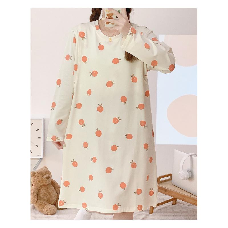 Cotton nursing sleepwear, spring and autumn long sleeved dress, postpartum nursing, prenatal examination and care