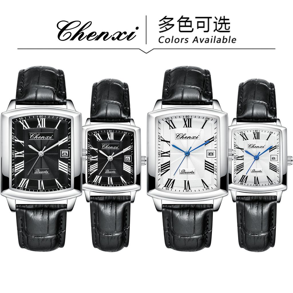 Casual Koppelhorloge Dawn Datum Kwarts Horloge Eenvoudige Vierkante Horlogeband voor Mannen en Vrouwen