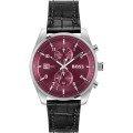 BOSS Skytraveller Red Dial Black Leather Men's Quartz Watch 1514193