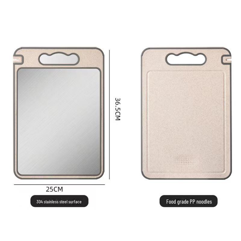 Diamond Pattern Double-Sided Kitchen Cutting Board with Stainless Steel Surface