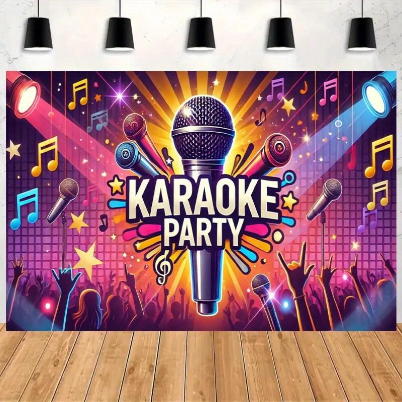 1 Artikel: Karaoke-Mikrofon, Polyester-Fotohintergrund, Party-Bannerfahnen - GeburtstagszubehörXY