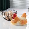 Vintage Metal Egg Gathering Basket with Hen Lid Storage Holder for Fruit Snack Easter Farmhouse Kitchen Desktop Decorations