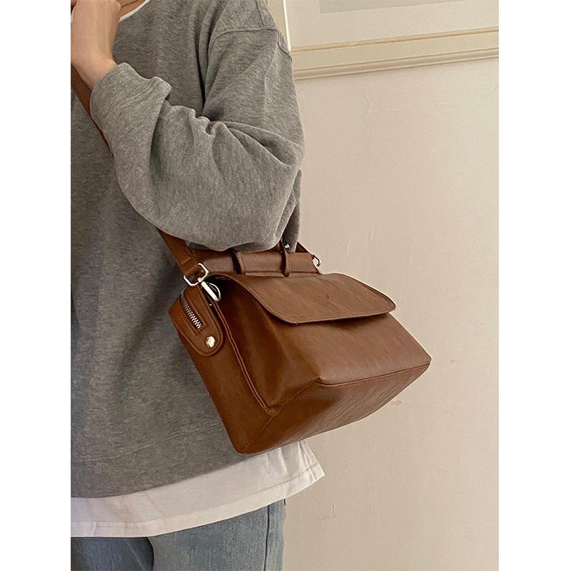 Damen Retro Umhängetasche für den Arbeitsweg, Tragbare Umhängetasche mit Textur und großem Fassungsvermögen