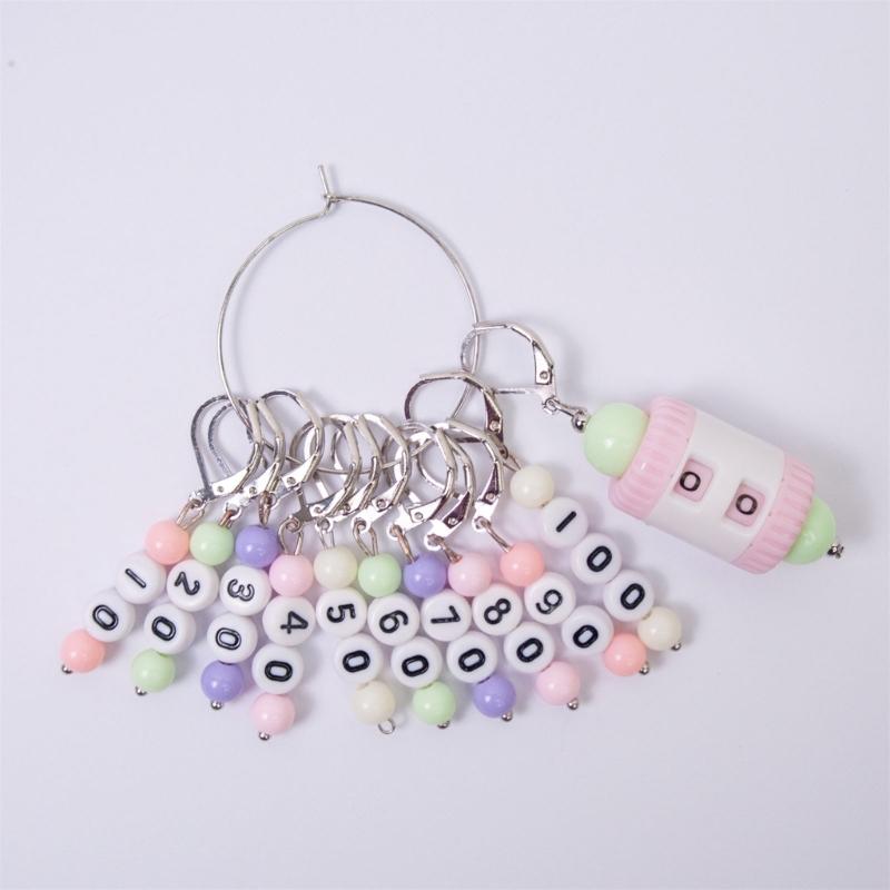10PCS Number Stitching Marker Charm Locking Crochet Stitching Marker with Knitting Counter Scissors for Knitting Weaving