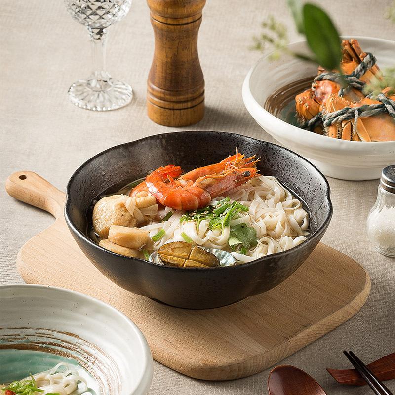 Ceramic Bowl Japanese Ramen Bowl Tableware Household Eating Bowl Noodle House Commercial Hat Bowl Malatang Vegetable Soup Noodle Bowl