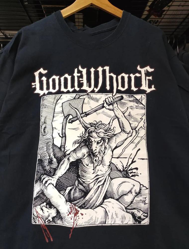 Винтажная черная футболка с коротким рукавом группы Goatwhore, все размеры M