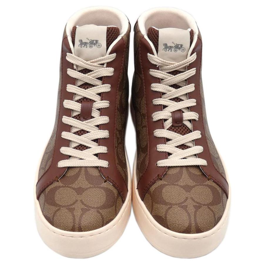 Coach Leather Comfortable High-Top Fashion Sneakers Men sneakers Brown G5385-KHSD