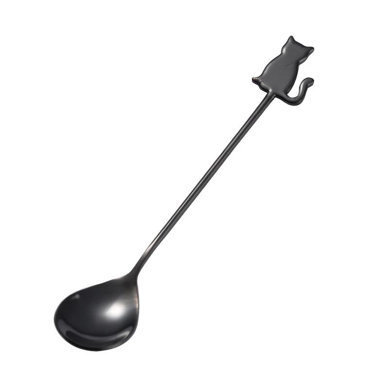 Cute Cat Shaped Stainless Steel Coffee Spoon Stirring Spoon Suitable for Dessert Snack Ice Cream Teaspoon Kitchen Tableware 2025