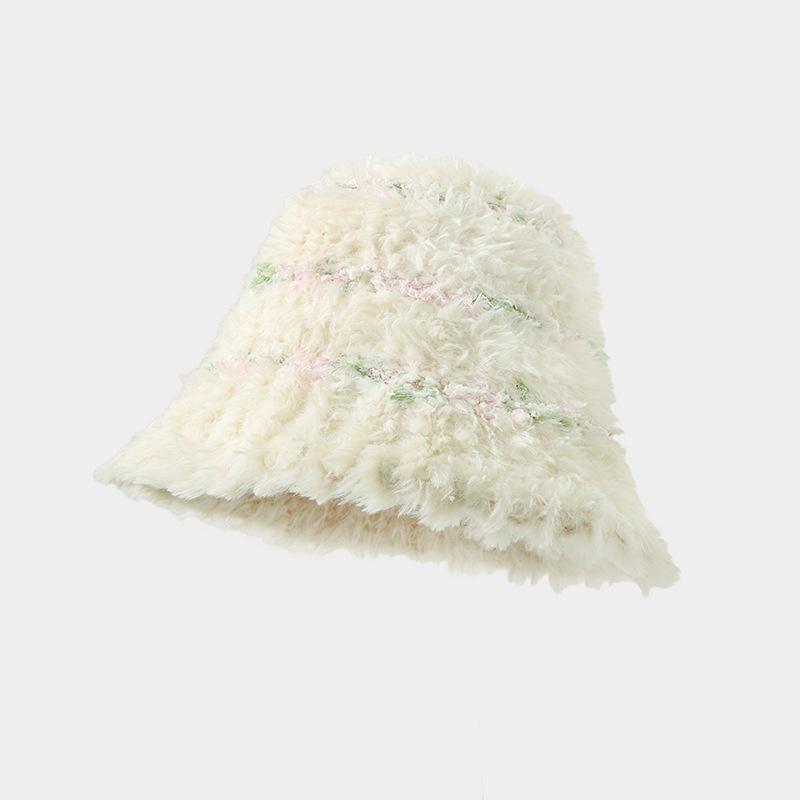 Winter Hat Women's Big Head Circumference Shows Face Small Bucket Hat Fleece Thermos Basin Hat Fashionable Versatile Bucket Hat