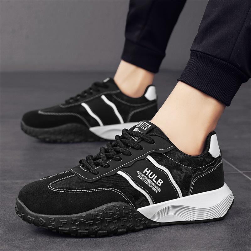Dad shoes spring and autumn student leather sneakers breathable thick-soled soft-soled casual travel sneakers 39