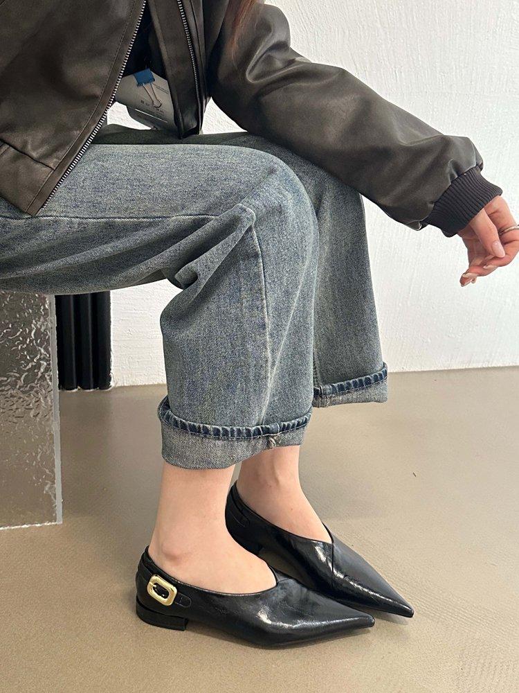 Fashion New Women's Boat Shoes Pointed Toe High Heels Small Heels Formal Shoes Coffee Color Office Work Metal Buckle Women's Shoes