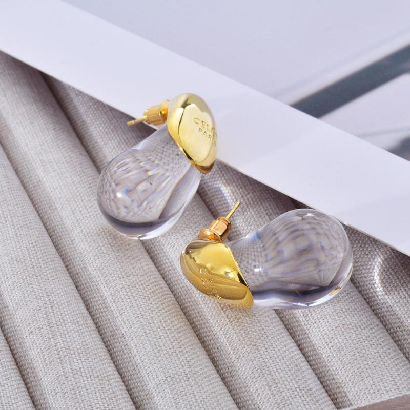 European and American New Transparent Resin Water Droplet Simple and Versatile Fashionable Temperament Personalized Earrings