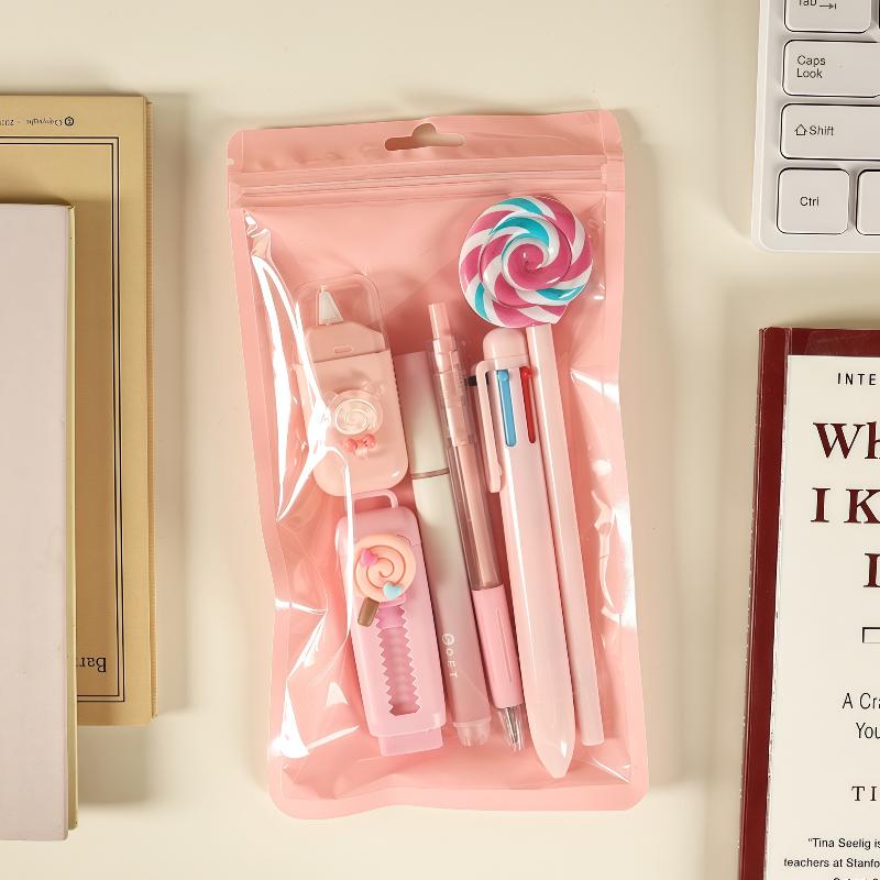 Cute Candy Stationery Set (6 Pieces) - High-Quality and Auspicious - Essential Back-to-School Stationery Gift for Students