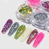 6 culori paiete reflectorizante pentru unghii, cu efect dublu, pudră cu sclipici pentru unghii, paiete, decorare pentru arta unghiilor super strălucitoare