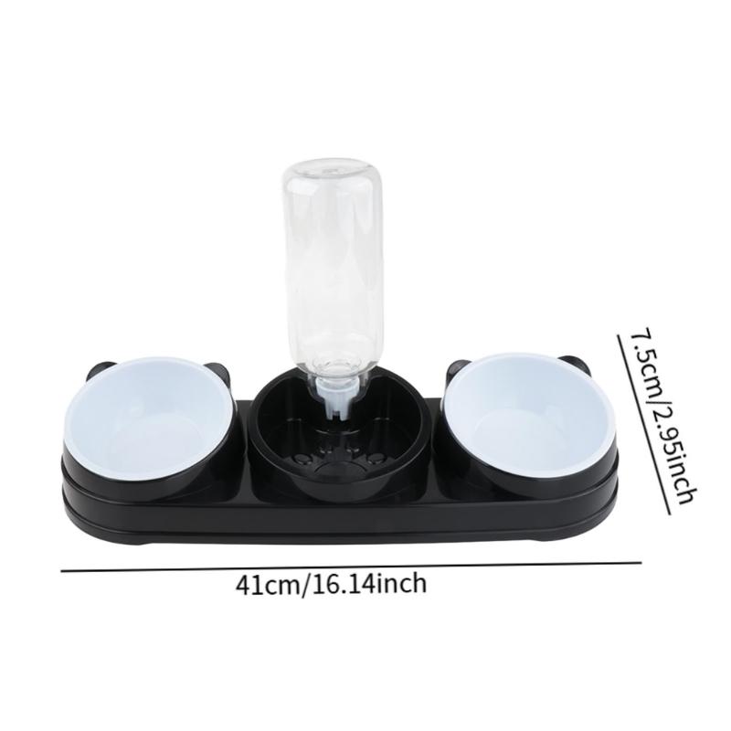 Double Bowl Pet Food Water Dish Feeder For Dog Cats Daily Feeding with Automatic Water Dispenser For Pet Dry Wet Food