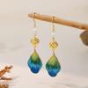 925 Silver Chinese Velvet Flower Earrings: Handcrafted Silk Ear Hooks for Women’s Hanfu & Qipao