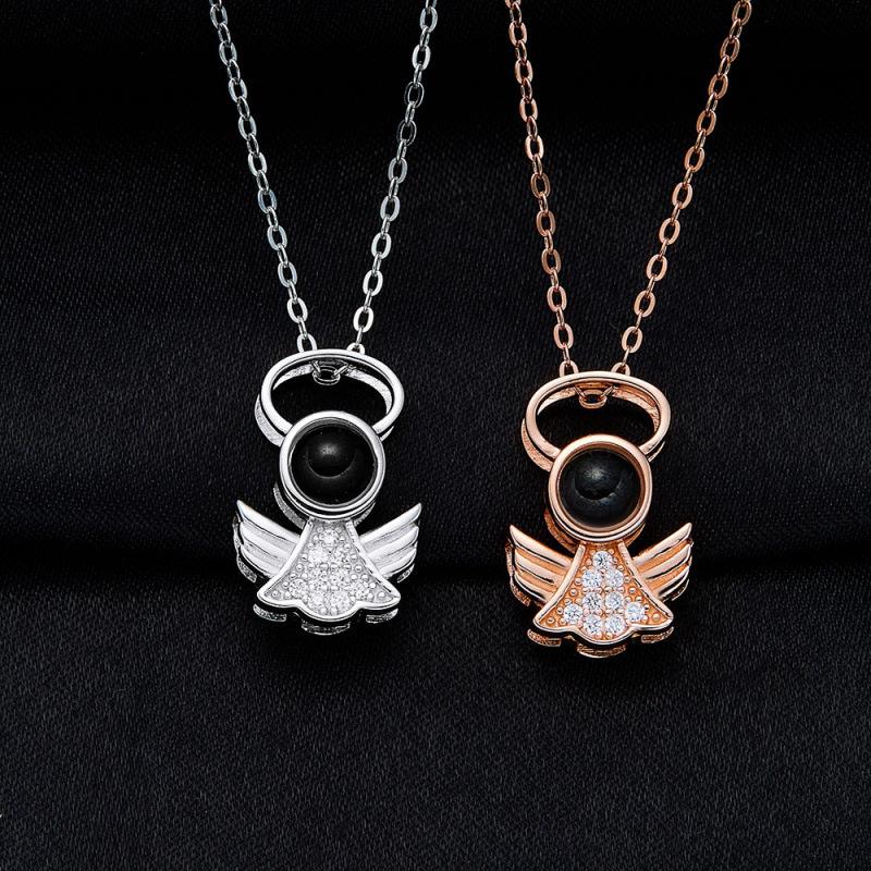 Cross Accessories Little Angel Necklace - 'I Love You' Projection in 100 Languages, Clavicle Chain, Valentine's Day, European & American Style.