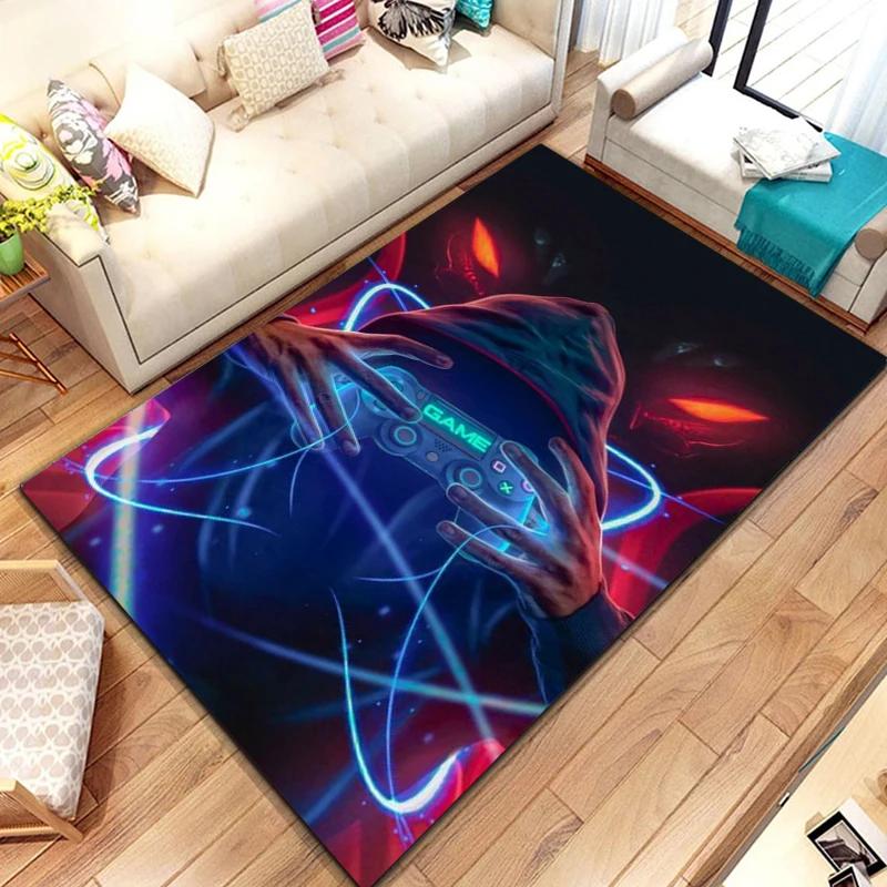 Gamer Carpet Funny Black Game Controller Mats For Children Soft Rug Room Gaming Anime Gamer Chair Rug Large Rug Living Room Boys