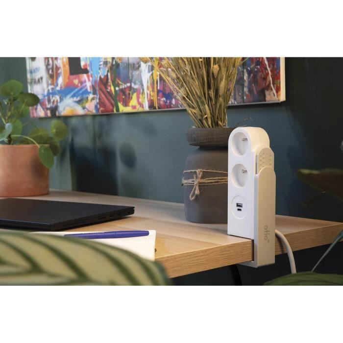 Otio Steckdosenblock steckbar 2 Steckdosen 2P+E und 2 USB-Ladegeräte - 1,5m - weiß