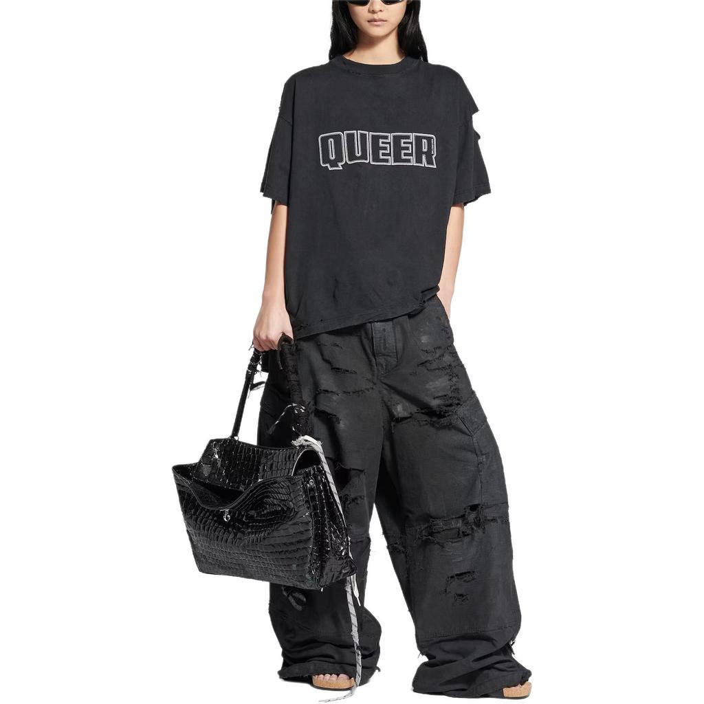 Balenciaga SS25 T Shirt Loose Fit Unisex Black 826346TSVS51041