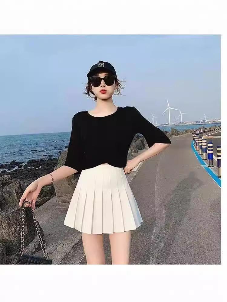 2024 Women's High Waist JK College Style A-Line Pleated Skirt for Spring/Summer