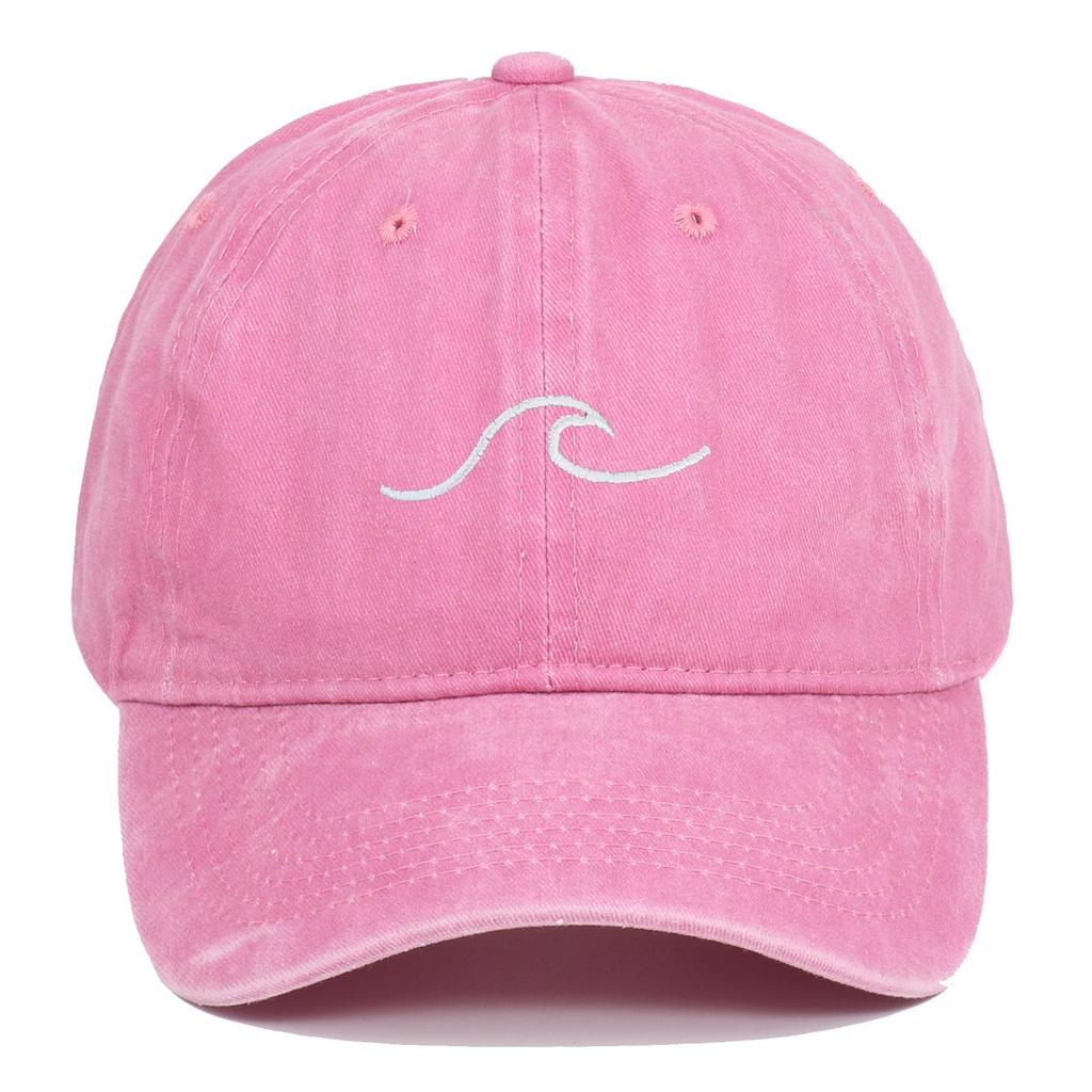 New Fashion Wavy Sea Wave Embroidered Cotton Baseball Cap - Washed Outdoor Casual Sun Hat