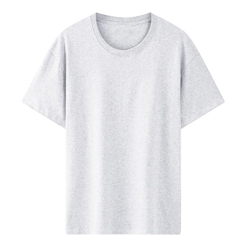 Custom Logo Summer Cotton T-shirt, Loose Round Neck, Short Sleeve, Class Uniform, 190g Ribbed Collar